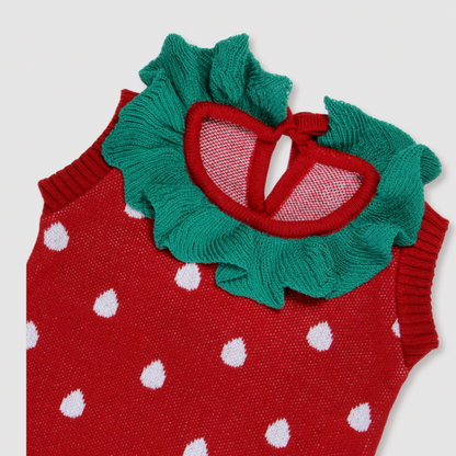 Romper Infantil em Tricô Tema Moranguinho