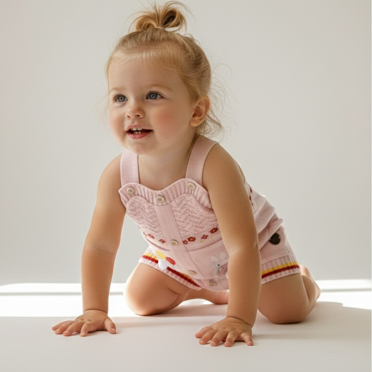 Romper Tricot Páscoa Rosa