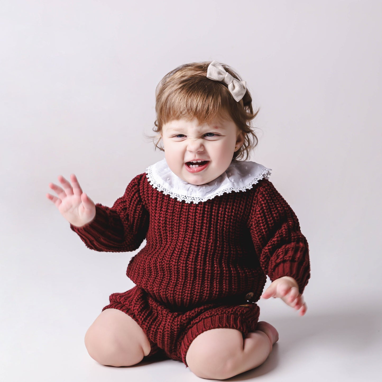 Suéter Infantil em Tricot Grosso – Vinho
