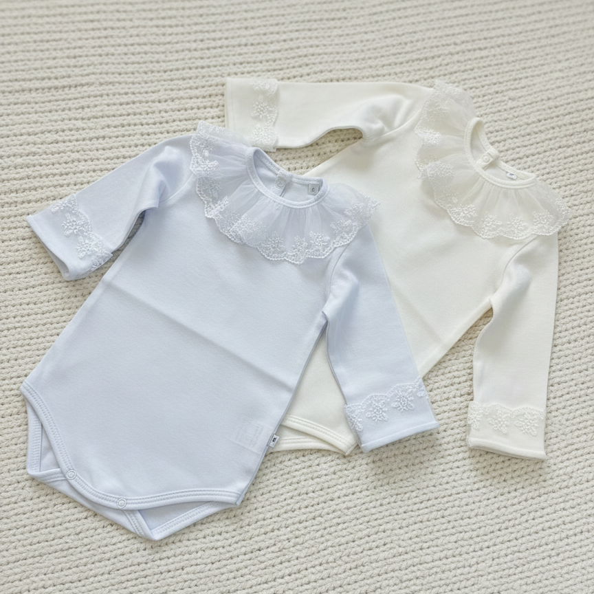 Body Bebê Menina Renda Com Pérolas