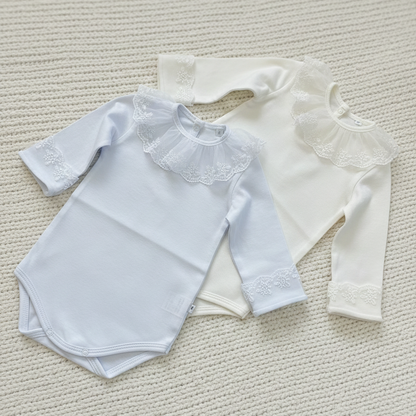 Body Bebê Menina Renda Com Pérolas