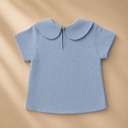 Bata Menina em Gaze Azul - Bebê e Infantil