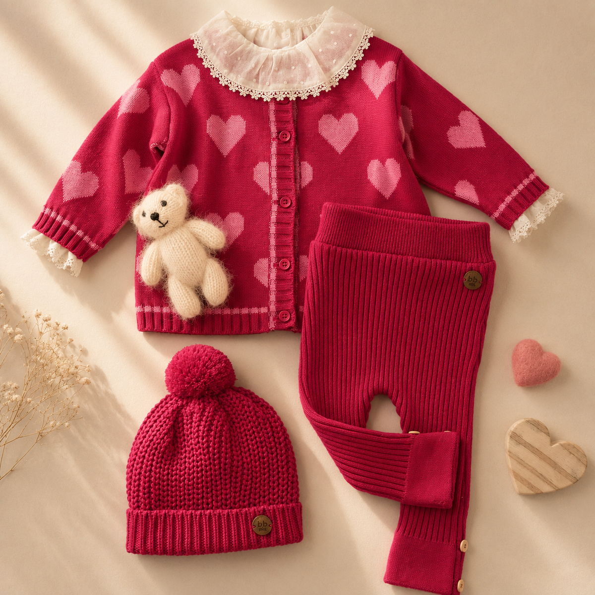 Casaco Tricot Coração Pink – Bebê e Infantil