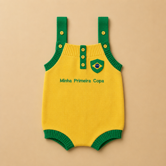 Romper Tricot Minha Primeira Copa - Unissex, Bebê e Infantil