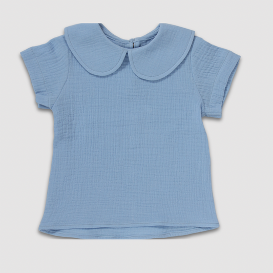 Bata Menina em Gaze Azul - Bebê e Infantil