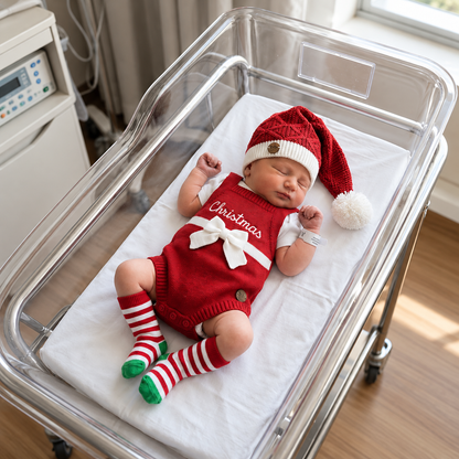 Romper Tricot Presente de Natal - Unissex, Bebê e Infantil