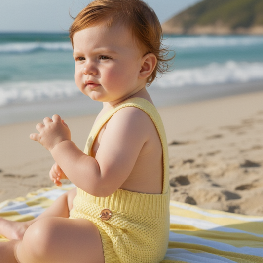 Shorts Suspensório Tricot - Amarelo