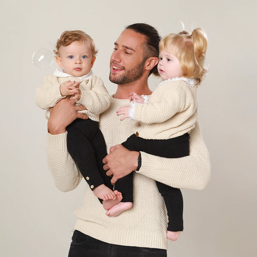 Suéter Tricot Areia Unissex - Bebê e Infantil 💛