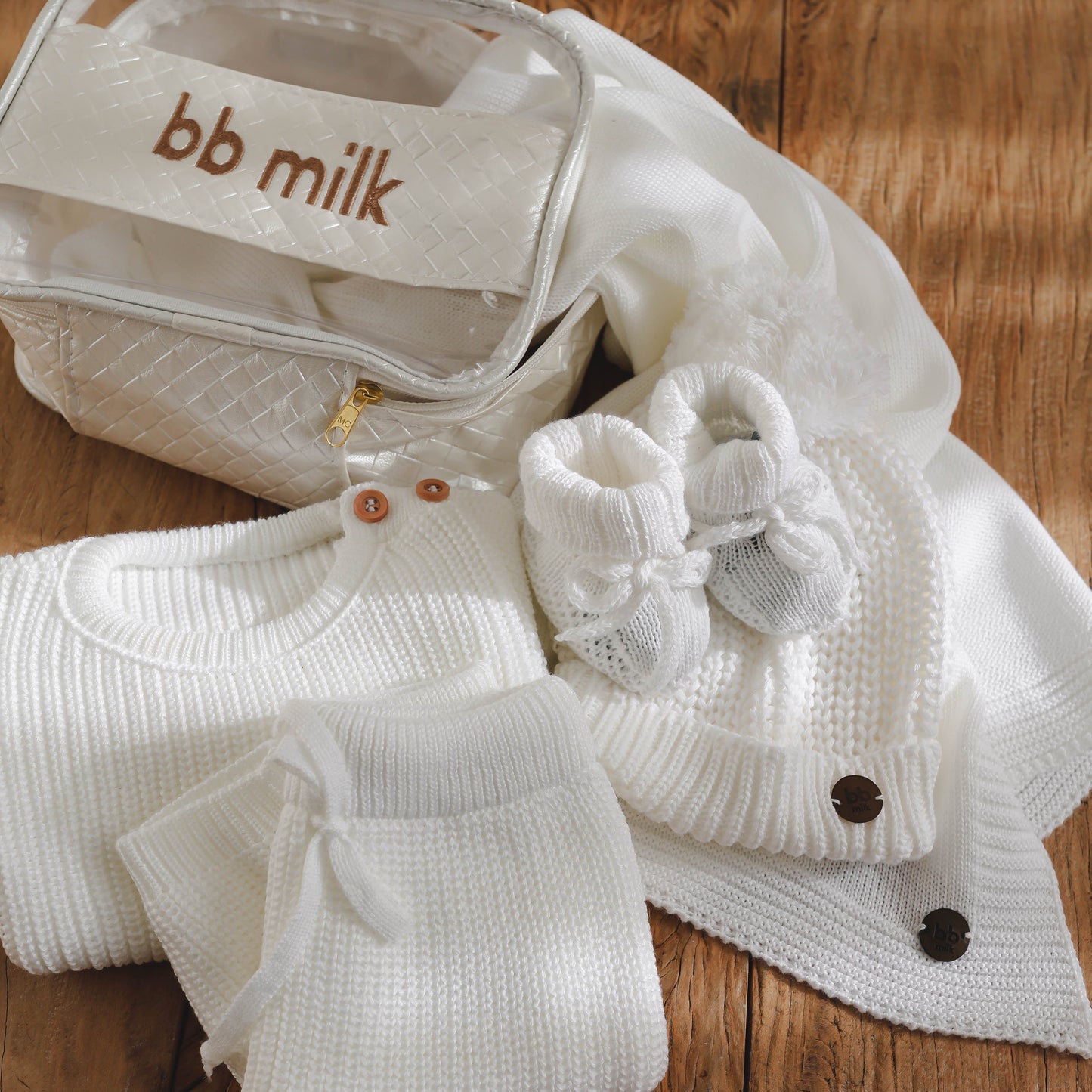 Kit Maternidade Tricot Classic Bebê MILK – 6 Peças