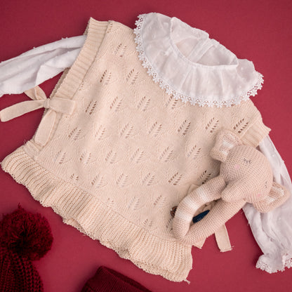 Colete rendado em Tricot - Areia