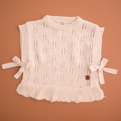 Colete rendado em Tricot - Areia