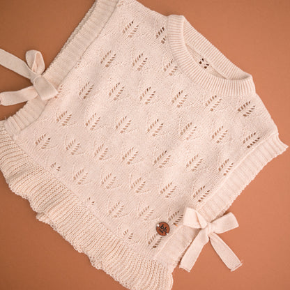Colete rendado em Tricot - Areia