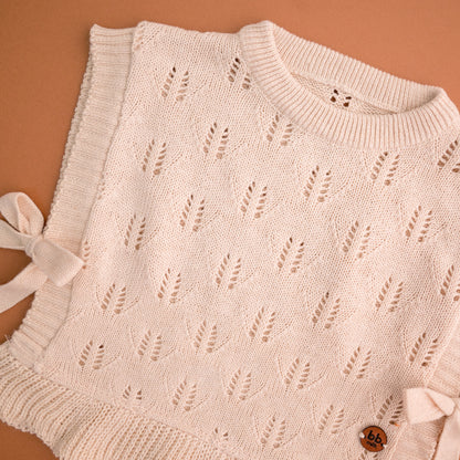 Colete rendado em Tricot - Areia