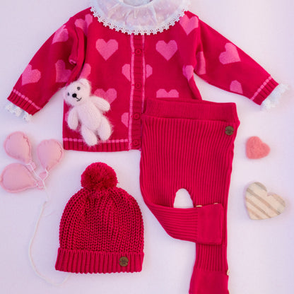 Casaco Tricot Coração Pink – Bebê e Infantil