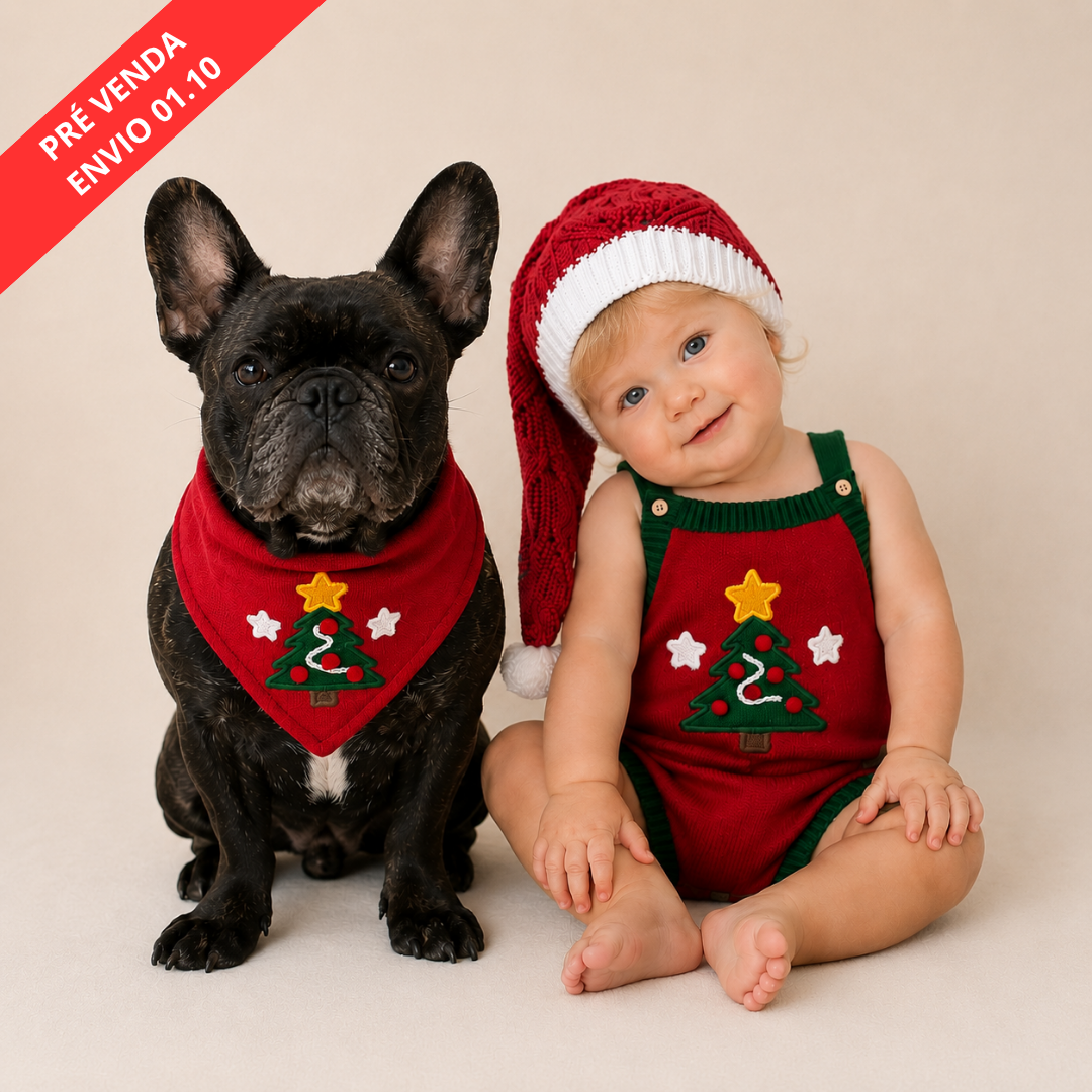 Bandana de Natal para Cachorro em Tricô – Árvore de Natal