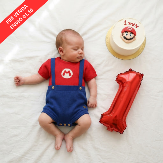 Romper Tricot Inspirado no Mario Bros