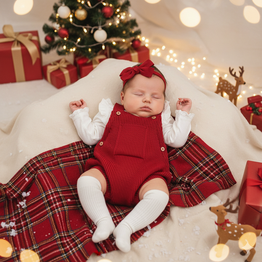 Romper em Tricot Canelado Vermelho -  Bebê e Infantil