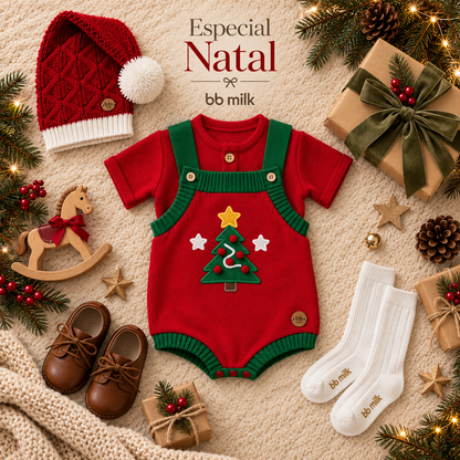 Romper Tricot Árvore de Natal - Unissex, Bebê e Infantil