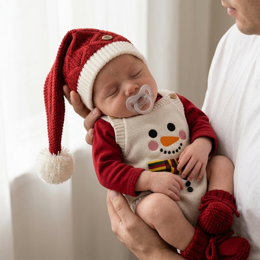 Romper de Tricô Infantil Boneco de Neve de Natal