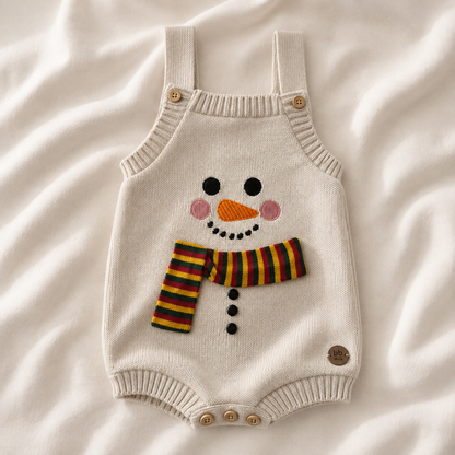 Romper de Tricô Infantil Boneco de Neve de Natal