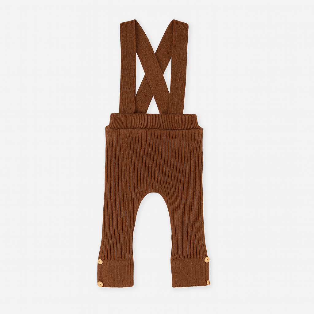 Calça Suspensório Tricot - Marrom
