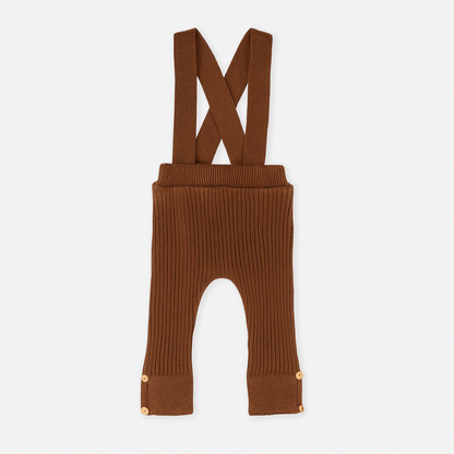 Calça Suspensório Tricot - Marrom