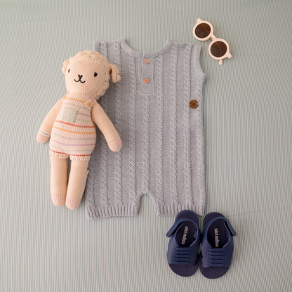 Jardineira Curta em Tricot Azul -  Bebê e Infantil