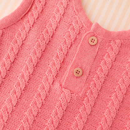 Jardineira Curta em Tricot Rosa -  Bebê e Infantil