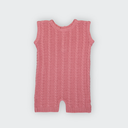 Jardineira Curta em Tricot Rosa -  Bebê e Infantil
