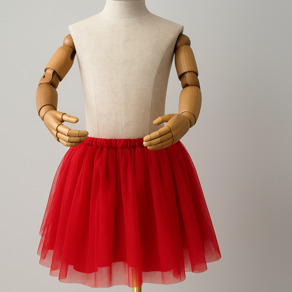 Saia de Tule com Forro em Gaze – Vermelha