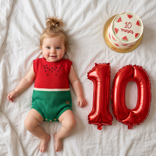 Romper Bebe e Infantil em Tricô Tema Melancia