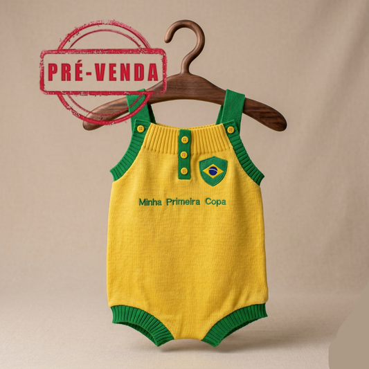 2º LOTE Romper Tricot Bandeira Brasil - Unissex, Bebê e Infantil