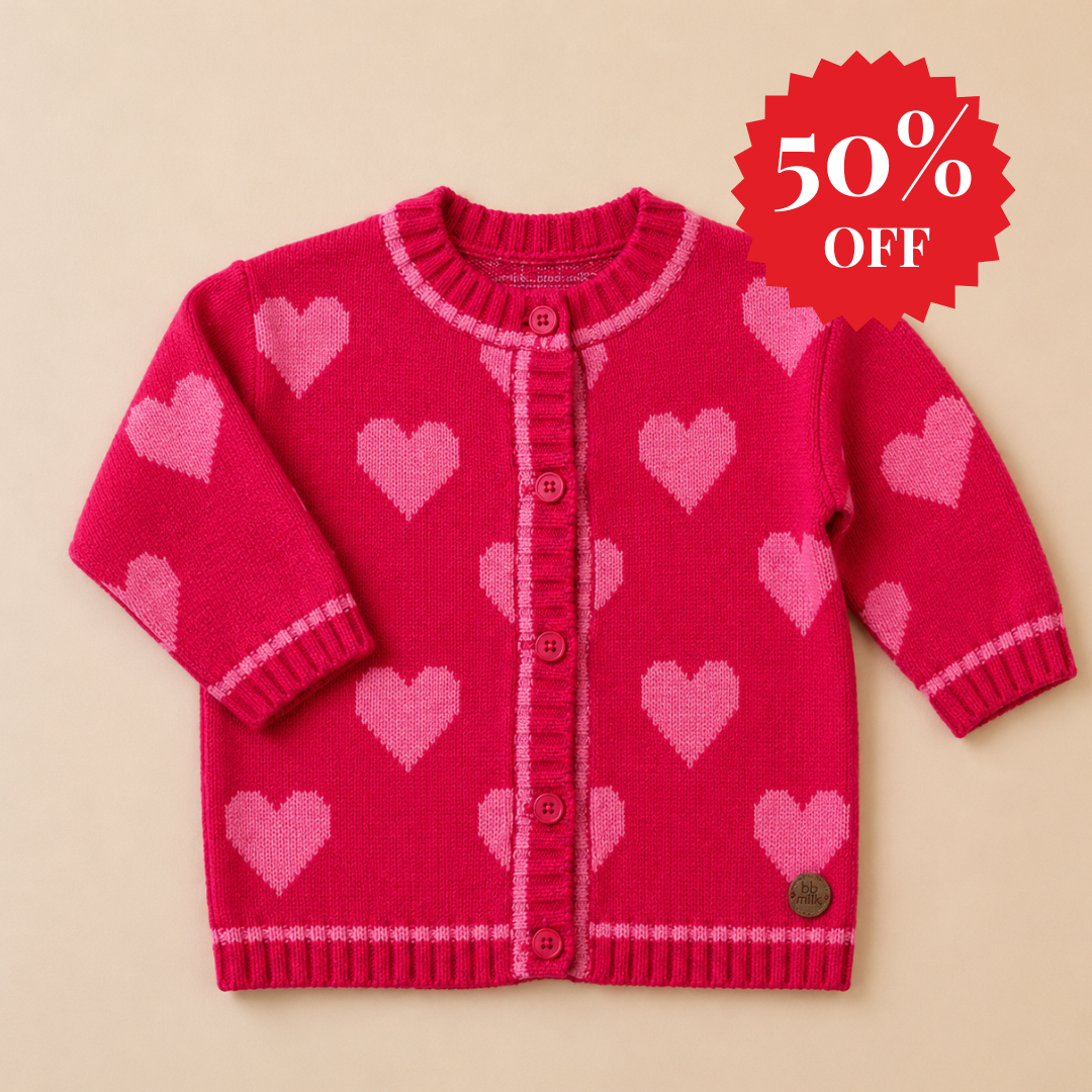 Casaco Tricot Coração Pink – Bebê e Infantil