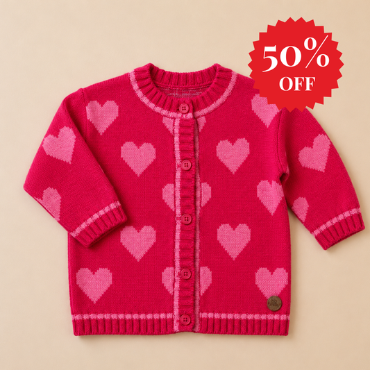 Casaco Tricot Coração Pink – Bebê e Infantil