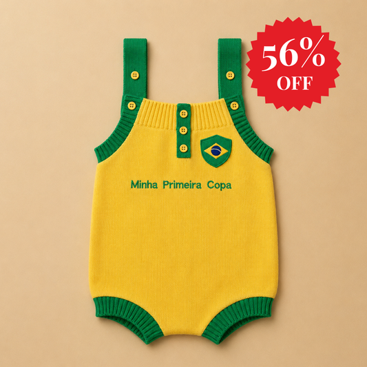 Romper Tricot Minha Primeira Copa - Unissex, Bebê e Infantil
