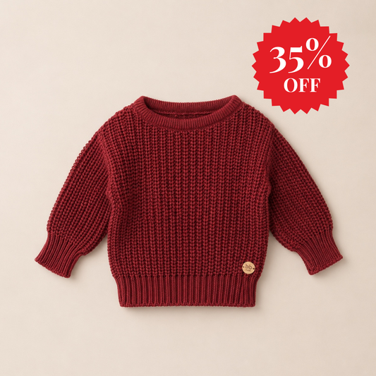 Suéter Infantil em Tricot Grosso – Vinho