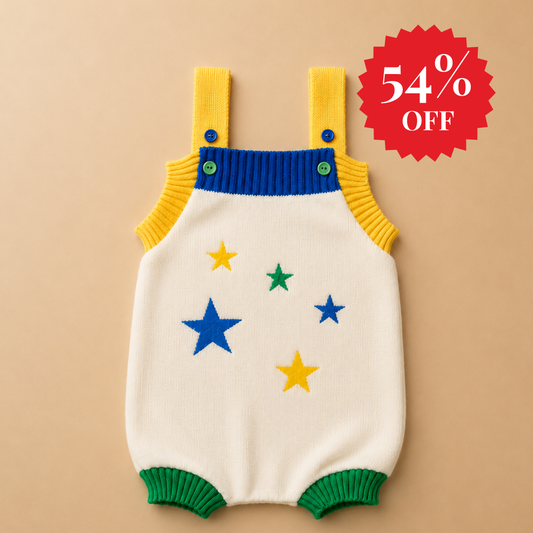 Romper Tricot Bordado Estrelas - Unissex, Bebê e Infantil