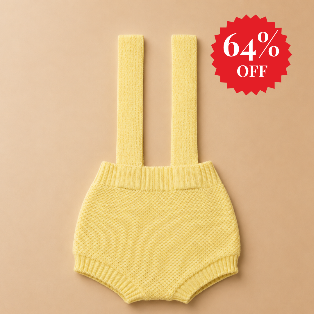 Shorts Suspensório Tricot - Amarelo