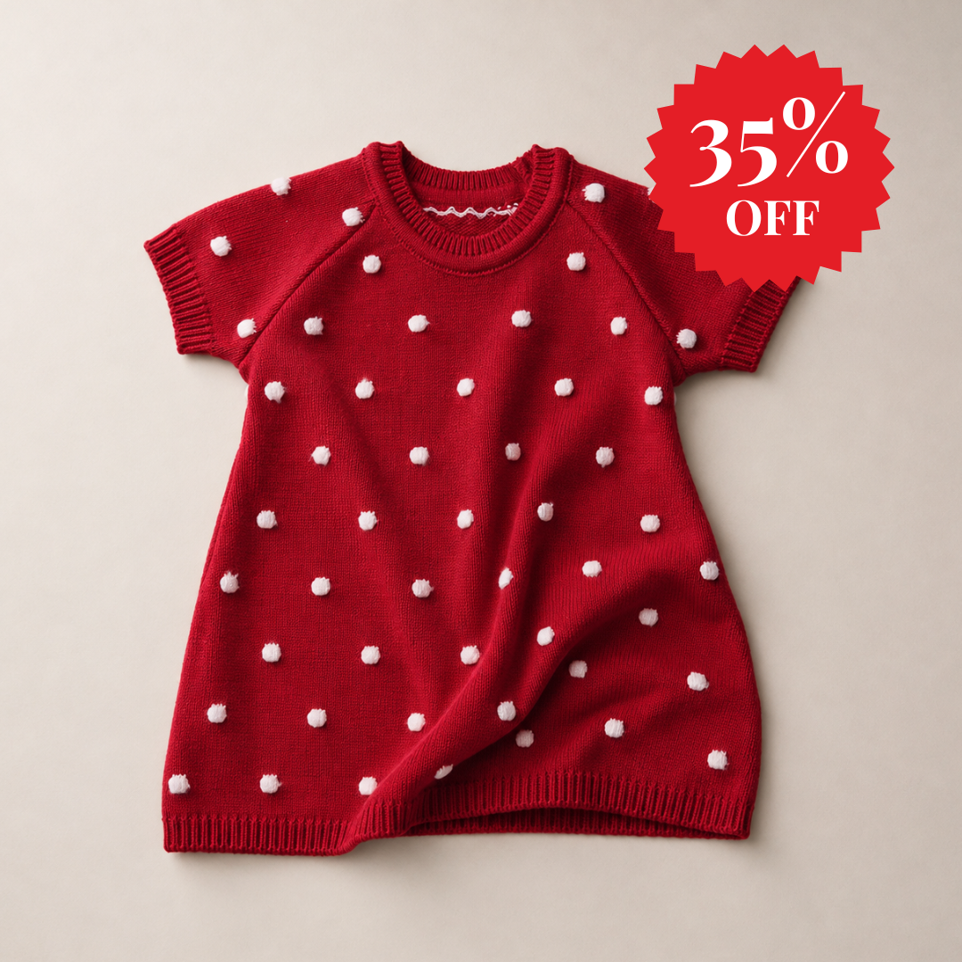 Vestido em Tricot Poá Vermelho