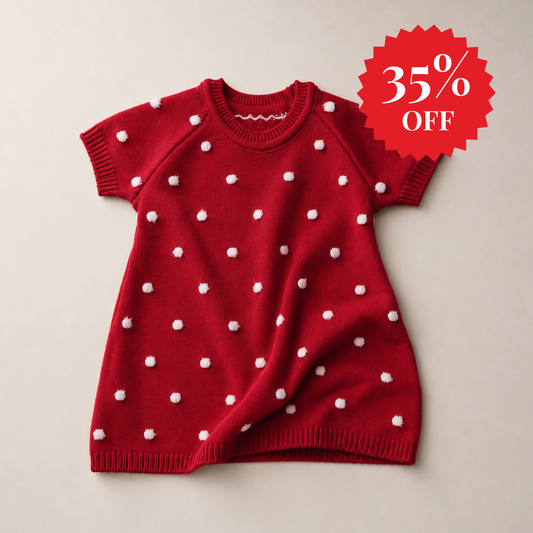 Vestido em Tricot Poá Vermelho