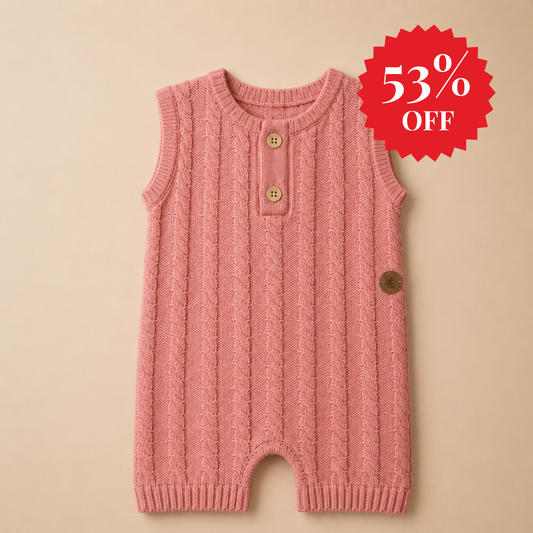 Jardineira Curta em Tricot Rosa -  Bebê e Infantil