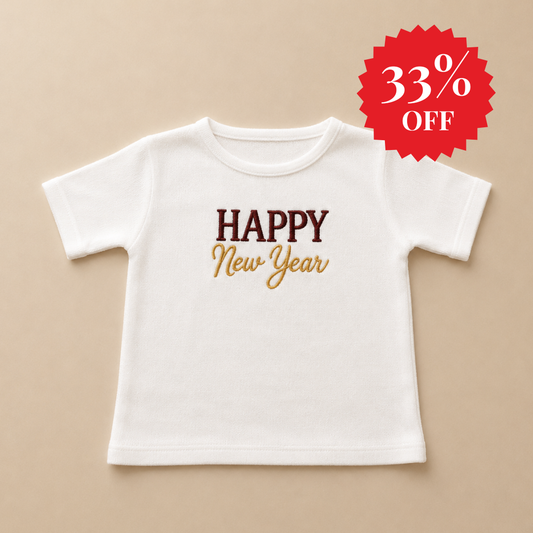 Camiseta Fio Ano Novo - Unissex, Bebê e Infantil