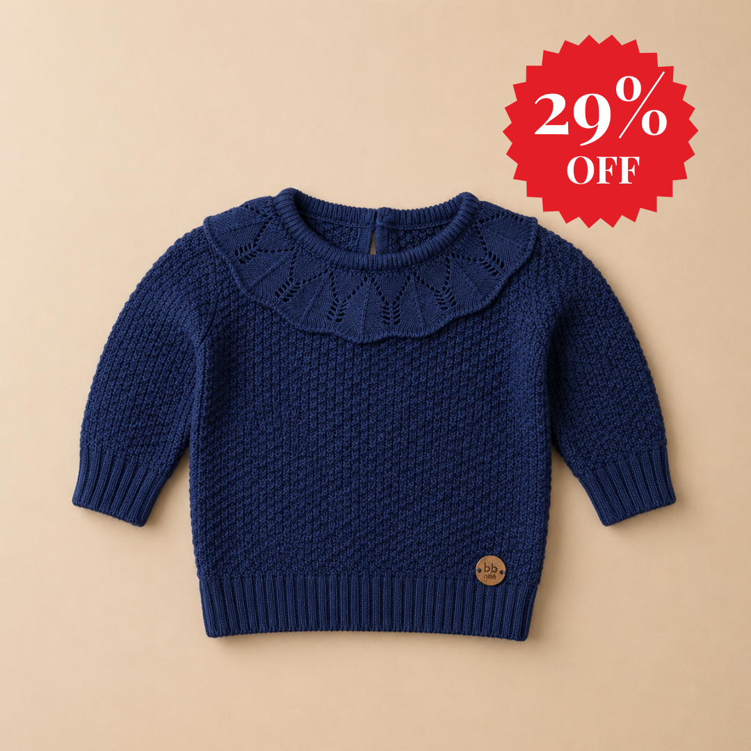 Suéter Tricot Azul Menina - Bebê e Infantil 💙