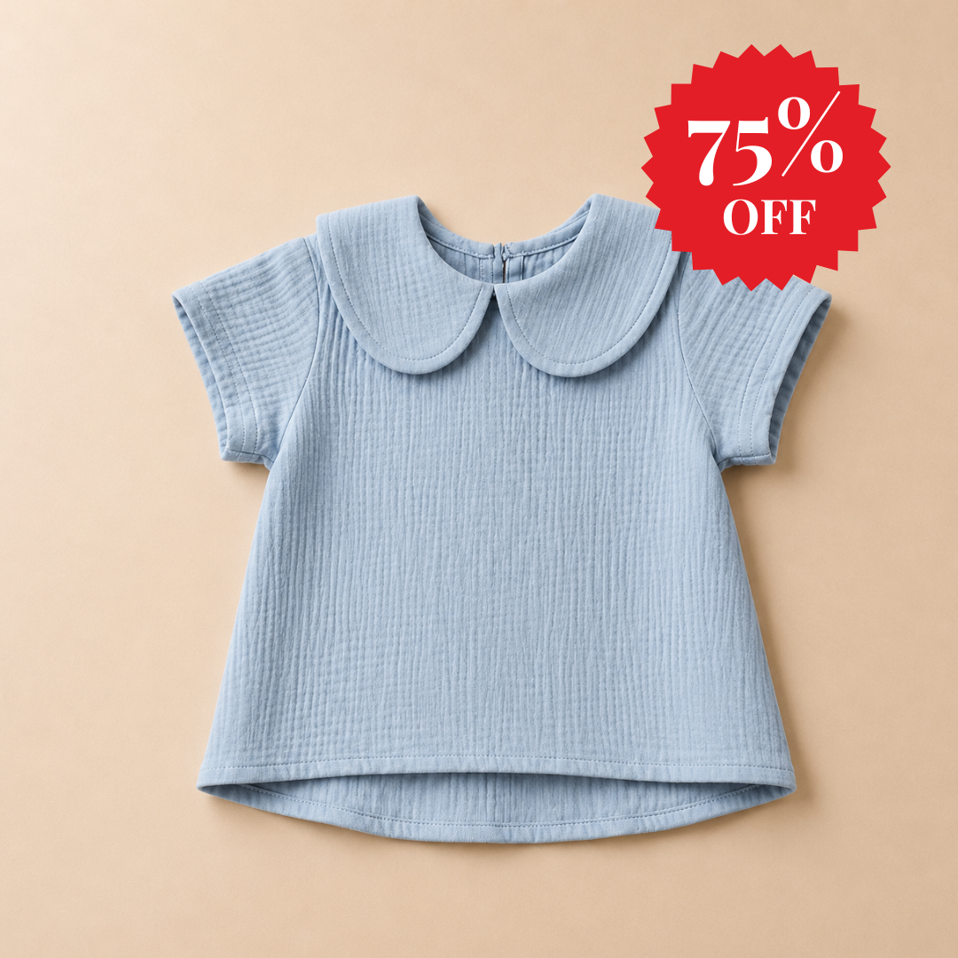 Bata Menina em Gaze Azul - Bebê e Infantil