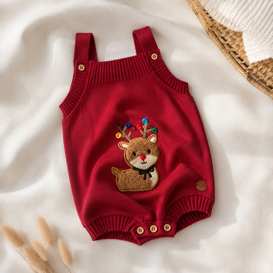 Romper de Tricô Infantil Rena Pisca-Pisca