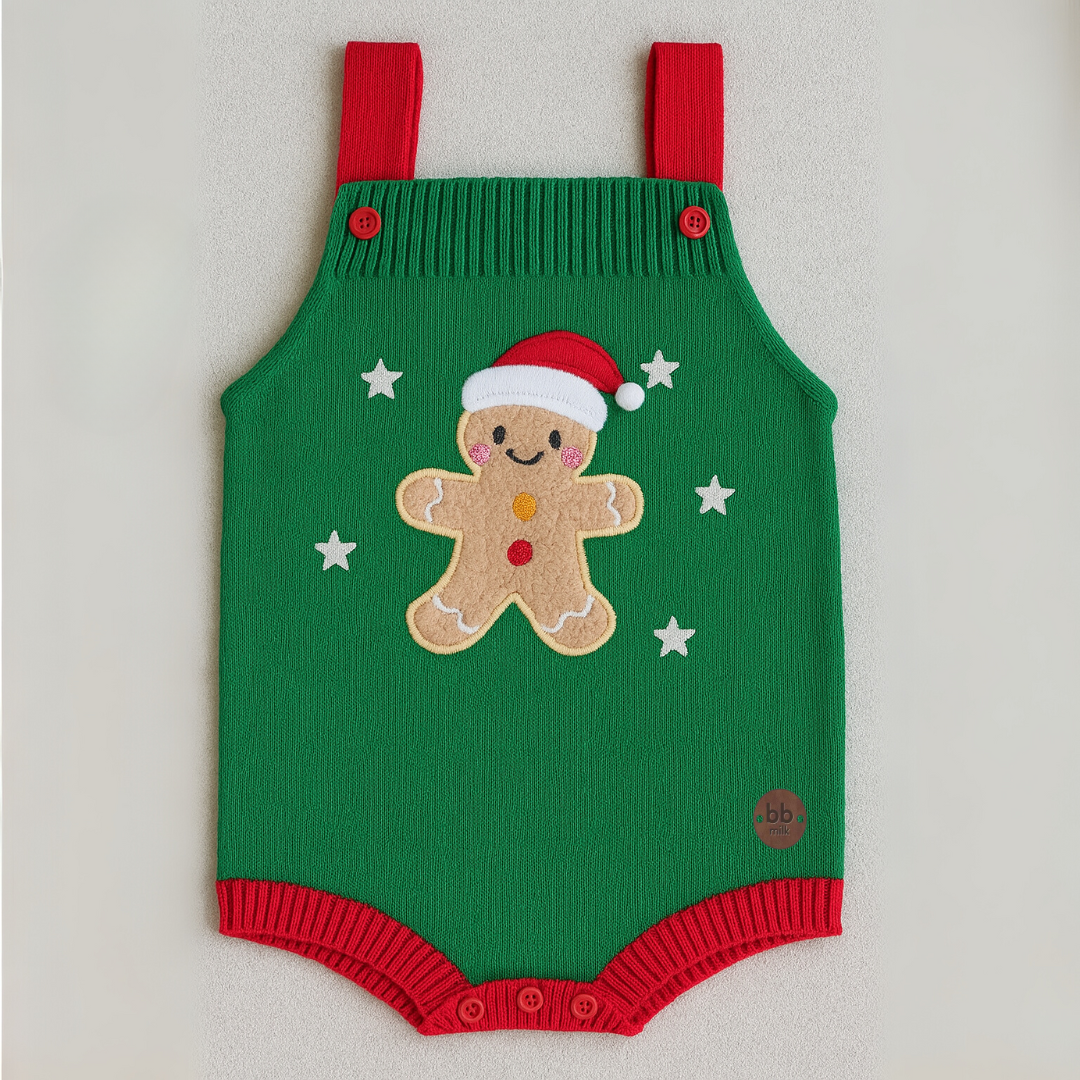 Romper Tricot Bolacha de Natal - Unissex, Bebê e Infantil