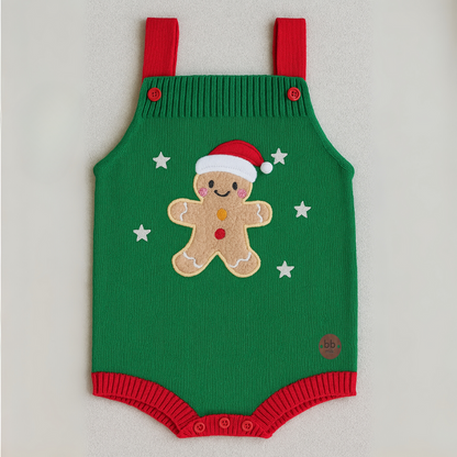 Romper Tricot Bolacha de Natal - Unissex, Bebê e Infantil