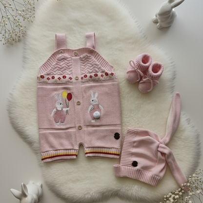 Romper Tricot Páscoa Rosa