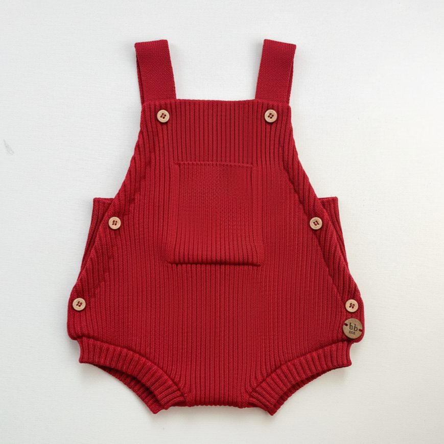 Romper em Tricot Canelado Vermelho -  Bebê e Infantil