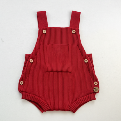 Romper em Tricot Canelado Vermelho -  Bebê e Infantil